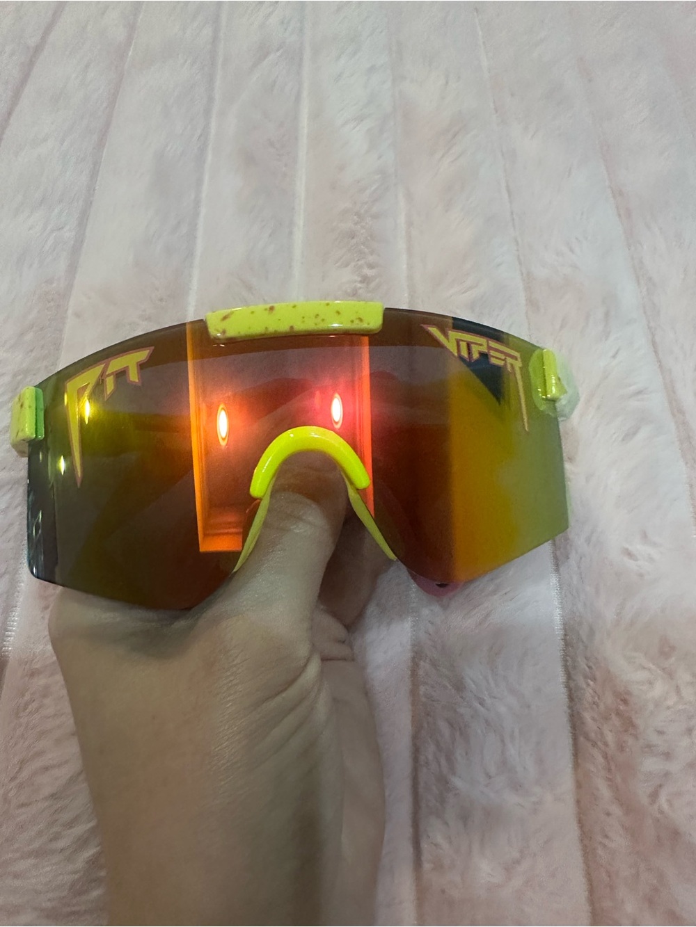 Kids Neon Yellow/pinkMirrored Sports Sunglasses